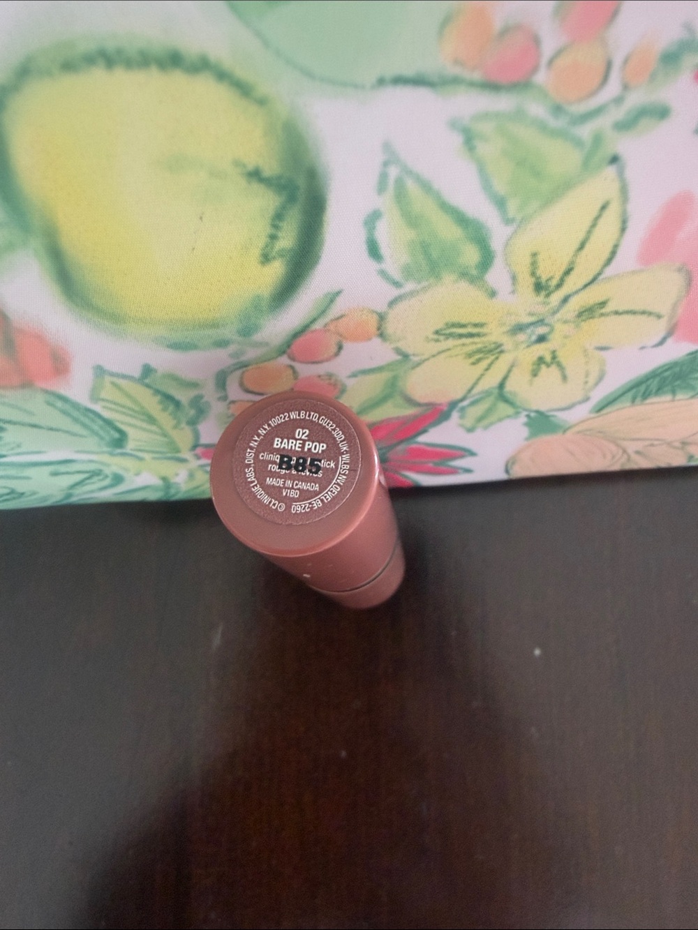 Clinique Longwear Lipstick in 02 Bare Pop with Floral Pouch - Picture 2 of 4